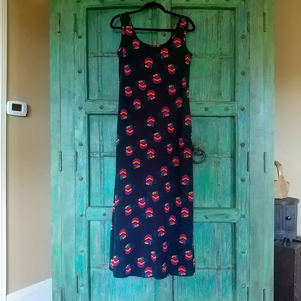 Vintage 1970's Teal Traina Maxi Dress - Fun!